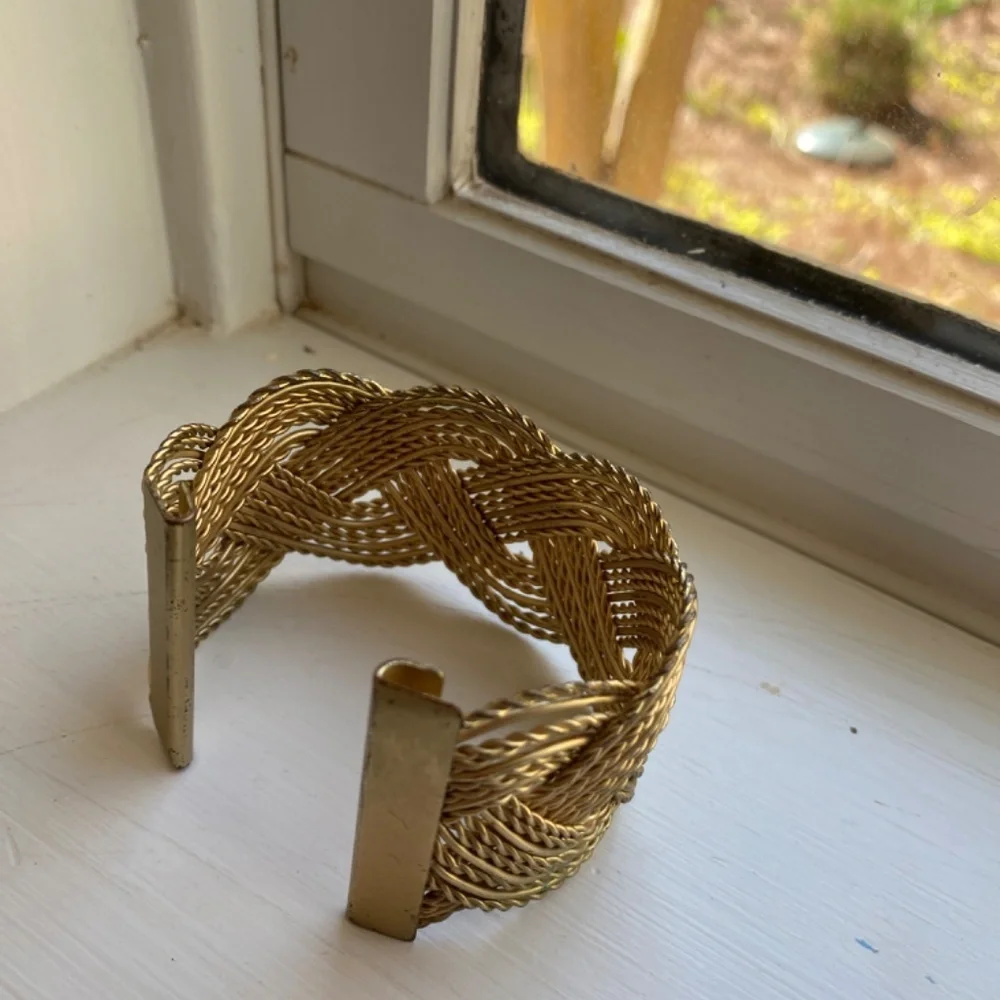 Gold Tone Rope Braided Cuff Bracelet